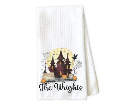 Haunted House Personalized Waffle Weave Microfiber Kitchen Towel