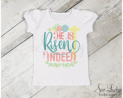 He is Risen Indeed Girls Easter Printed Shirt