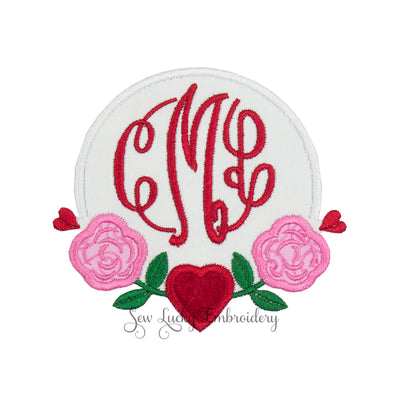 Valentine with Roses Monogrammed Patch