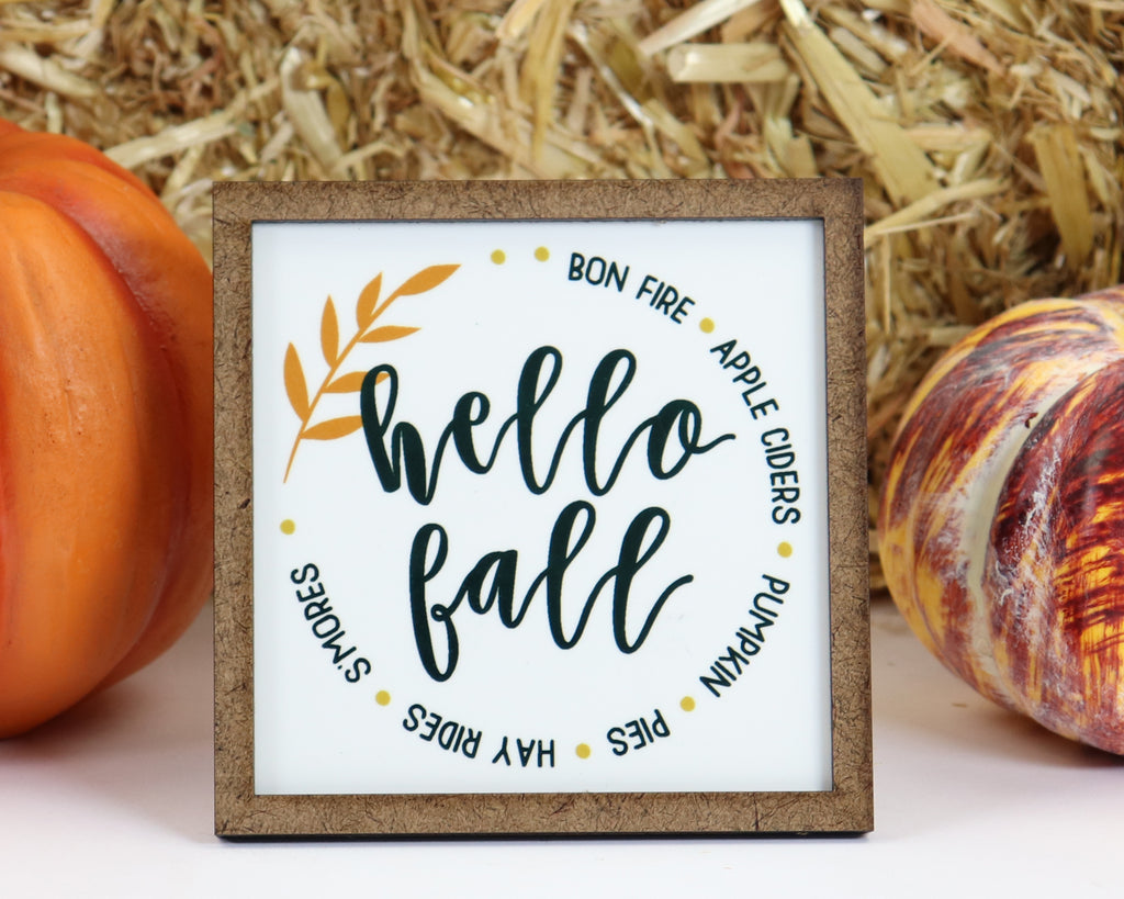 Hello Fall Tier Tray Sign - Sew Lucky Embroidery