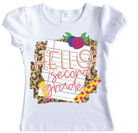 Hello School Leopard Frame Back to School Shirt - Sew Lucky Embroidery