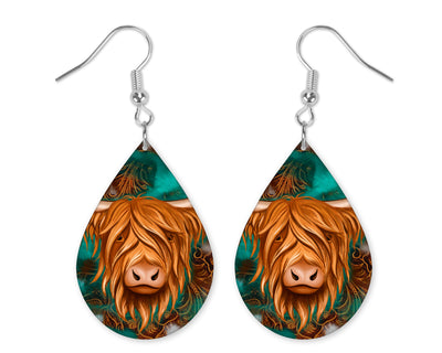 Highland Cow Teardrop Earrings