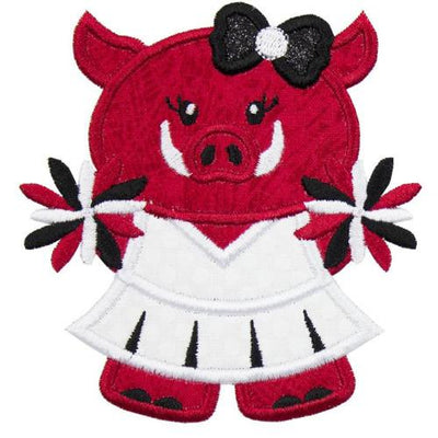 Hog Cheerleader Football Sew or Iron on Embroidered Patch