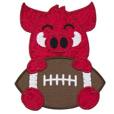 Hog Football Boy Sitting Sew or Iron on Embroidered Patch