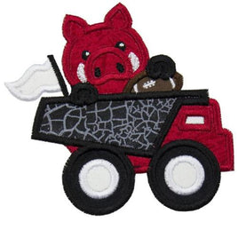 Hog Football Dump Truck Football Patch - Sew Lucky Embroidery