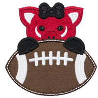 Hog Football Girl Patch - Sew Lucky Embroidery