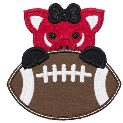 Hog Football Girl Sew or Iron on Embroidered Patch
