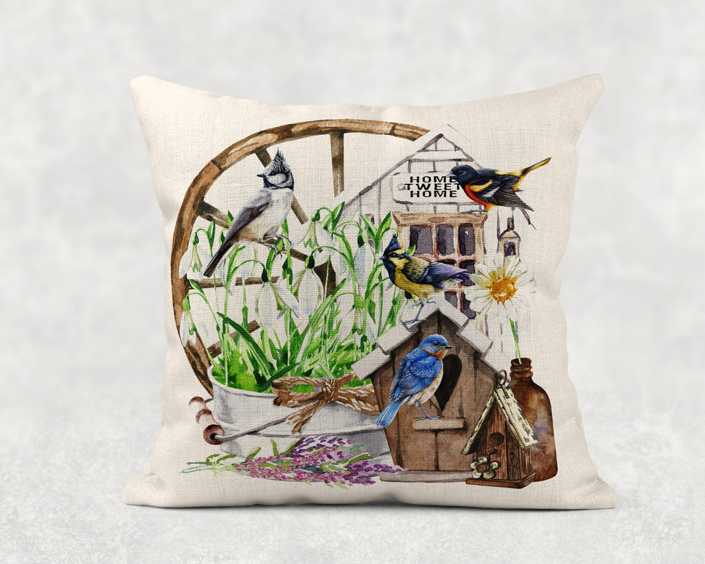 Farmhouse Home Tweet Home Throw Pillow - Sew Lucky Embroidery
