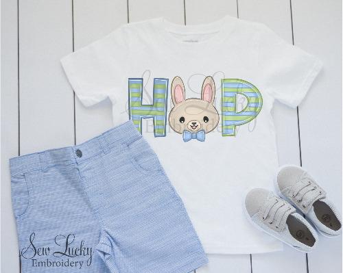 Hop Boy Easter Bunny Shirt - Sew Lucky Embroidery