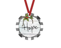 Hope Gray Buffalo Plaid Christmas Ornament - Sew Lucky Embroidery