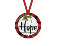 Hope Red Buffalo Plaid Christmas Ornament - Sew Lucky Embroidery
