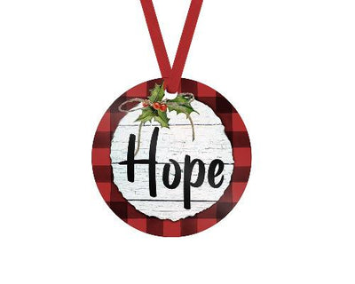 Hope Red Buffalo Plaid Christmas Ornament