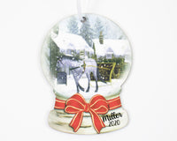 Horse Carriage Snow Globe Christmas Ornament - Sew Lucky Embroidery