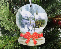 Horse Carriage Snow Globe Christmas Ornament - Sew Lucky Embroidery
