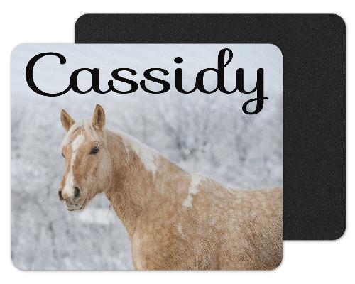 Horse in Snow Custom Personalized Mouse Pad - Sew Lucky Embroidery