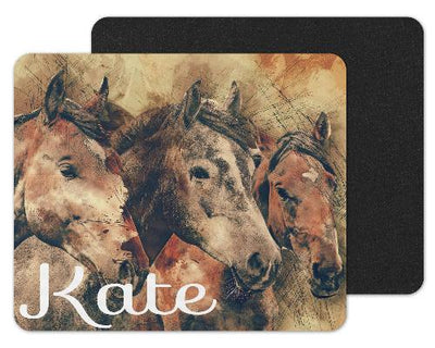 Horse Trio Sketched Custom Personalized Mouse Pad