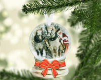 Horses with Santa Snowglobe Christmas Ornament - Sew Lucky Embroidery