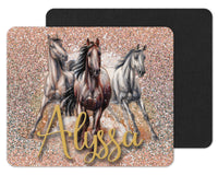 Horses and Glitter Custom Personalized Mouse Pad - Sew Lucky Embroidery
