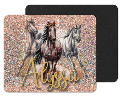 Horses and Glitter Custom Personalized Mouse Pad