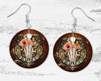 Horseshoe Cow Skull Earrings - Sew Lucky Embroidery