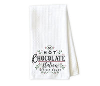 Hot Chocolate Station Kitchen Towel - Waffle Weave Towel - Microfiber Towel - Kitchen Decor - House Warming Gift - Sew Lucky Embroidery