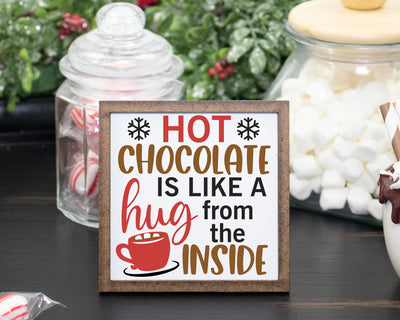 Hot Chocolate Hug Season Christmas Tier Tray Sign