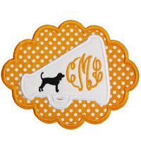 Hound Dog Football Megaphone Monogram Patch - Sew Lucky Embroidery
