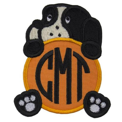 Hound Dog Football Monogram Sew or Iron on Embroidered Patch