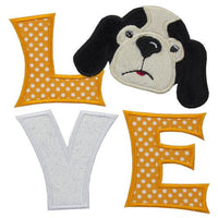 Hound Dog Football Square Love Patch - Sew Lucky Embroidery