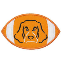 Hound Dog Orange Football Patch - Sew Lucky Embroidery