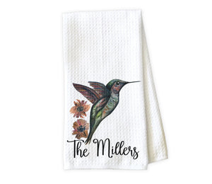 Humming Bird Personalized Kitchen Towel - Waffle Weave Towel - Microfiber Towel - Kitchen Decor - House Warming Gift - Sew Lucky Embroidery