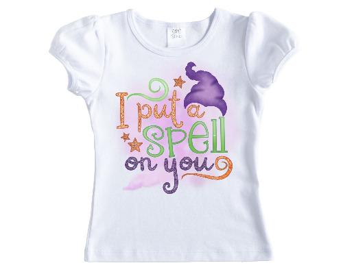 I Put a Spell on you Girls Halloween Shirt - Sew Lucky Embroidery