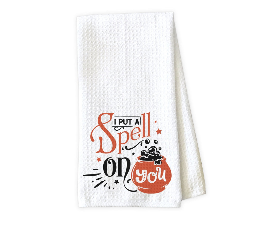 I Put a Spell on You Kitchen Towel - Waffle Weave Towel - Microfiber Towel - Kitchen Decor - House Warming Gift - Sew Lucky Embroidery