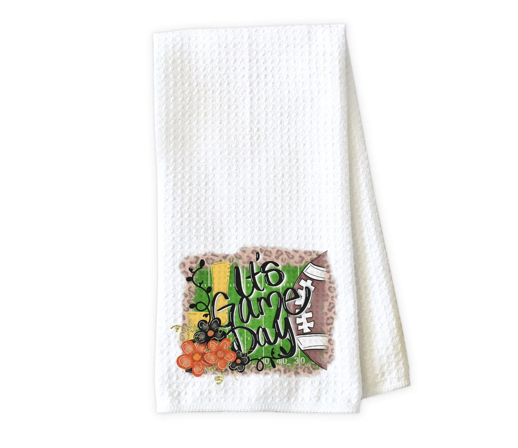 It's Game Day Kitchen Towel - Waffle Weave Towel - Microfiber Towel - Kitchen Decor - House Warming Gift - Sew Lucky Embroidery