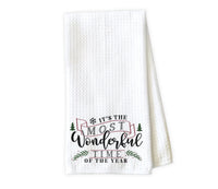 It’s the Most Wonderful Time of the Year Kitchen Towel - Waffle Weave Towel - Microfiber Towel - Kitchen Decor - House Warming Gift - Sew Lucky Embroidery