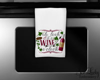 It's Wine O'clock Kitchen Towel - Waffle Weave Towel - Microfiber Towel - Kitchen Decor - House Warming Gift - Sew Lucky Embroidery
