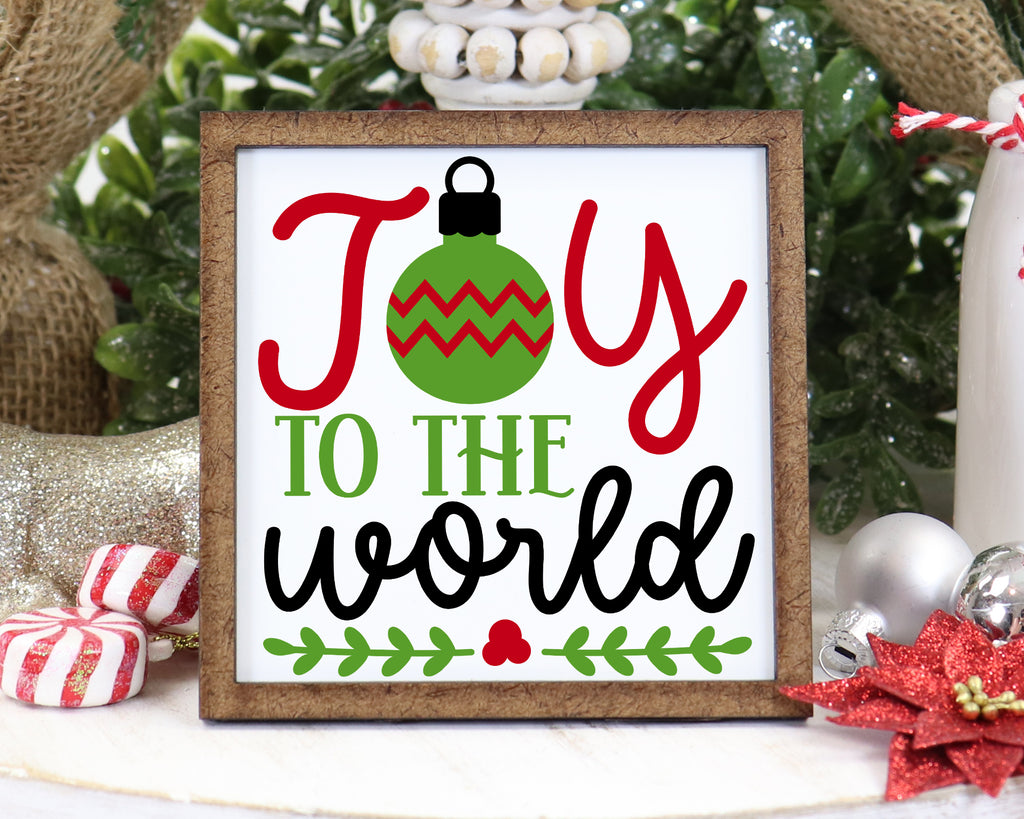 Joy to the World 2 Christmas Tier Tray Sign - Sew Lucky Embroidery
