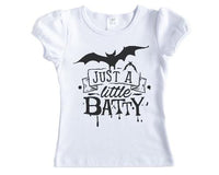 Just a Little Batty Halloween Shirt - Sew Lucky Embroidery