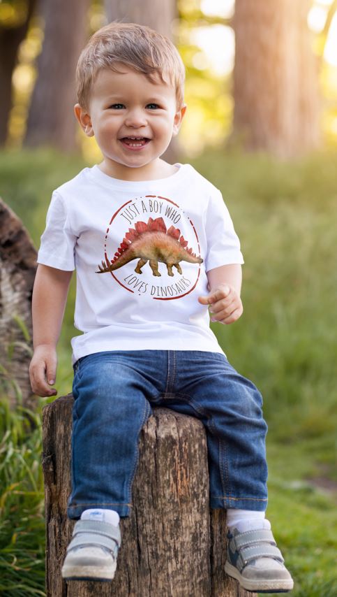 Just a Boy Who Loves Dinosaurs Shirt - Sew Lucky Embroidery