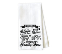 Kitchen Rules Thanksgiving Kitchen Towel - Waffle Weave Towel - Microfiber Towel - Kitchen Decor - House Warming Gift - Sew Lucky Embroidery