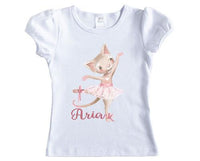 Kitten Ballerina Dancing Girls Personalized Shirt - Sew Lucky Embroidery
