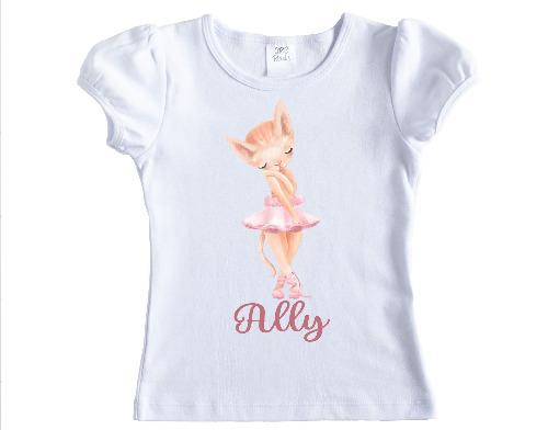 Kitten Ballerina Personalized Girls Shirt - Sew Lucky Embroidery
