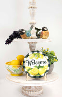 Lemon Welcome Tier Tray Sign and Stand - Sew Lucky Embroidery