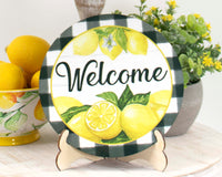 Lemon Welcome Tier Tray Sign and Stand - Sew Lucky Embroidery