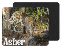 Leopard on Logs Custom Personalized Mouse Pad - Sew Lucky Embroidery