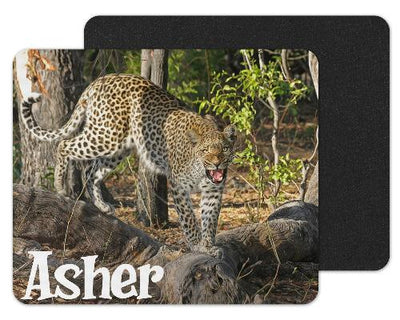 Leopard on Logs Custom Personalized Mouse Pad