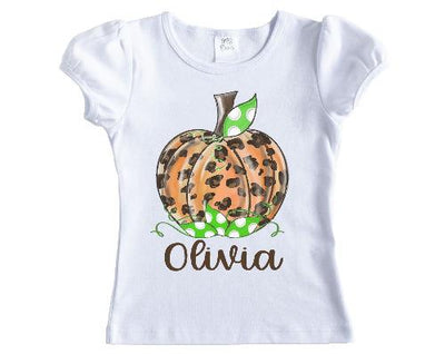Leopard Pumpkin Girls Personalized Shirt