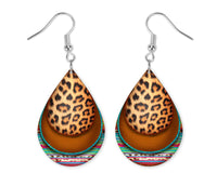 Leopard and Stripes Earrings - Sew Lucky Embroidery