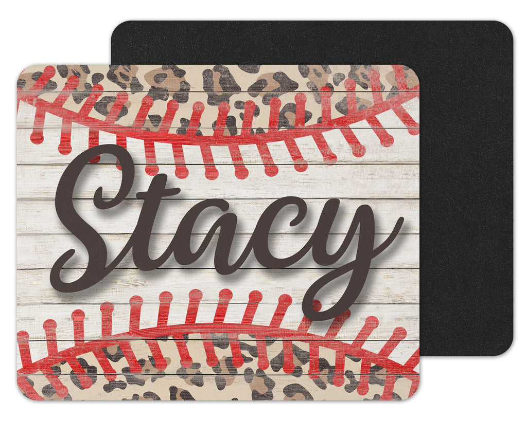 Leopard Baseball Custom Personalized Mouse Pad - Sew Lucky Embroidery