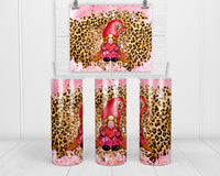 Leopard Gnome 20 oz insulated tumbler with lid and straw - Sew Lucky Embroidery